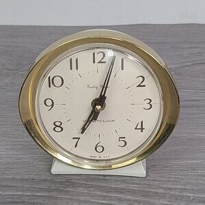 Westclox Baby Ben Wind Up Alarm Clock Metal Cream Gold USA Works